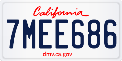 CA license plate 7MEE686