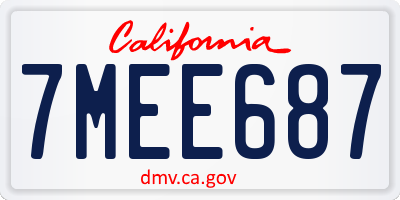 CA license plate 7MEE687