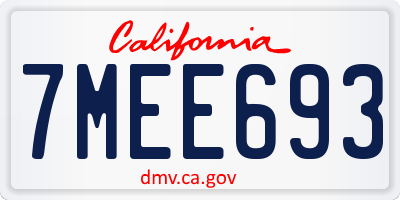 CA license plate 7MEE693