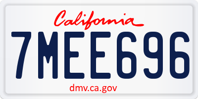 CA license plate 7MEE696