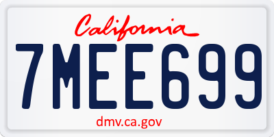CA license plate 7MEE699