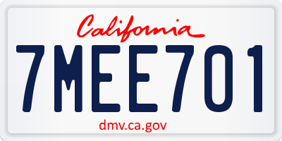 CA license plate 7MEE701