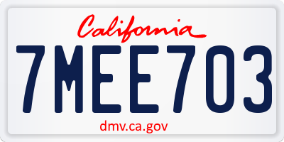 CA license plate 7MEE703