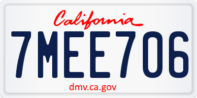 CA license plate 7MEE706
