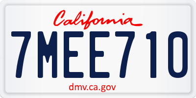 CA license plate 7MEE710