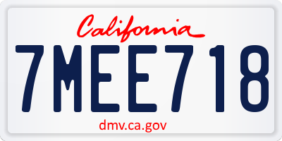CA license plate 7MEE718
