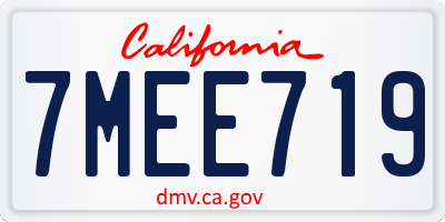 CA license plate 7MEE719