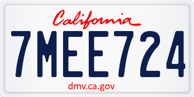 CA license plate 7MEE724