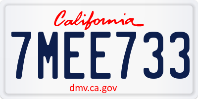 CA license plate 7MEE733