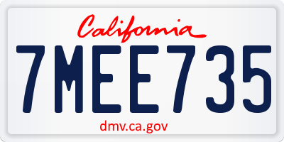 CA license plate 7MEE735