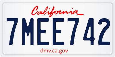 CA license plate 7MEE742