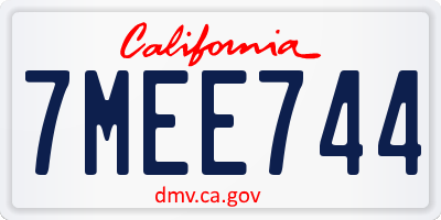 CA license plate 7MEE744