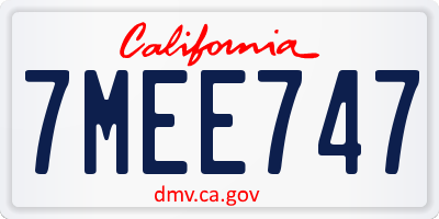 CA license plate 7MEE747