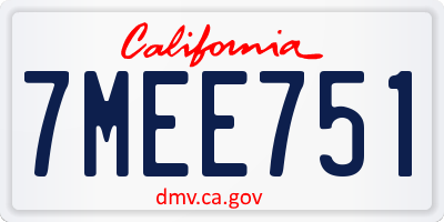 CA license plate 7MEE751