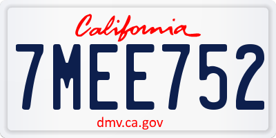CA license plate 7MEE752