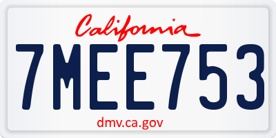 CA license plate 7MEE753