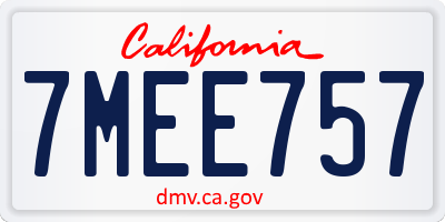 CA license plate 7MEE757