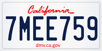CA license plate 7MEE759