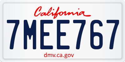 CA license plate 7MEE767
