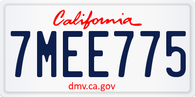 CA license plate 7MEE775