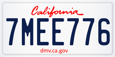 CA license plate 7MEE776