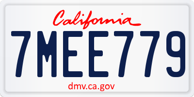 CA license plate 7MEE779