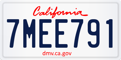 CA license plate 7MEE791