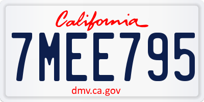 CA license plate 7MEE795