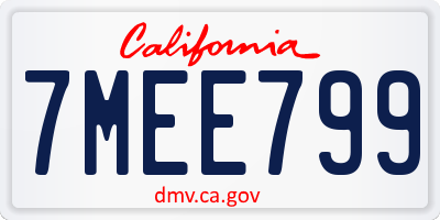 CA license plate 7MEE799