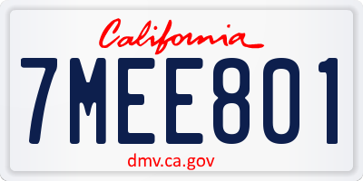 CA license plate 7MEE801