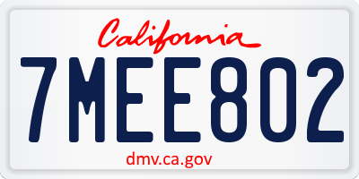 CA license plate 7MEE802