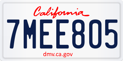 CA license plate 7MEE805
