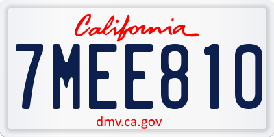 CA license plate 7MEE810