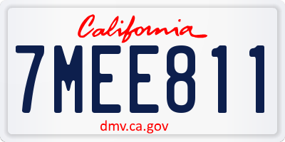 CA license plate 7MEE811