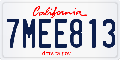 CA license plate 7MEE813