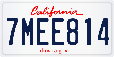 CA license plate 7MEE814
