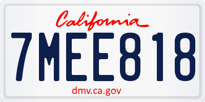 CA license plate 7MEE818