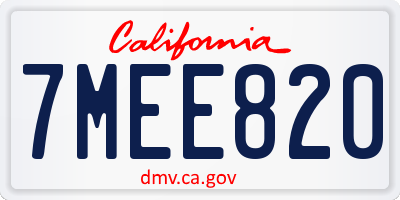 CA license plate 7MEE820