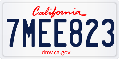 CA license plate 7MEE823