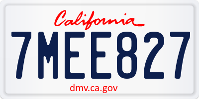 CA license plate 7MEE827
