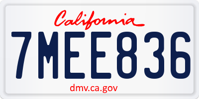 CA license plate 7MEE836