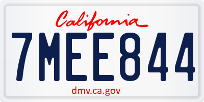 CA license plate 7MEE844
