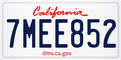 CA license plate 7MEE852