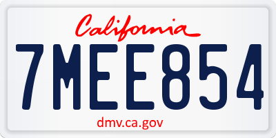 CA license plate 7MEE854