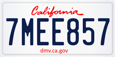 CA license plate 7MEE857