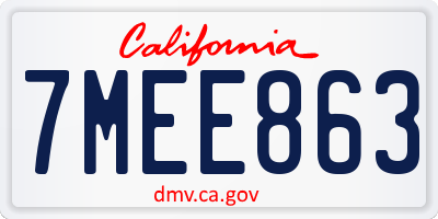 CA license plate 7MEE863