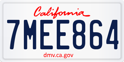 CA license plate 7MEE864