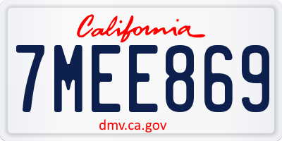 CA license plate 7MEE869