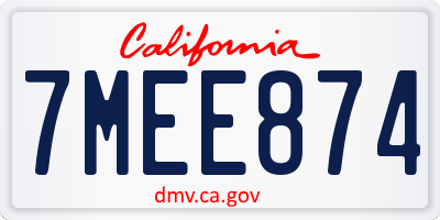 CA license plate 7MEE874
