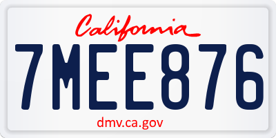 CA license plate 7MEE876
